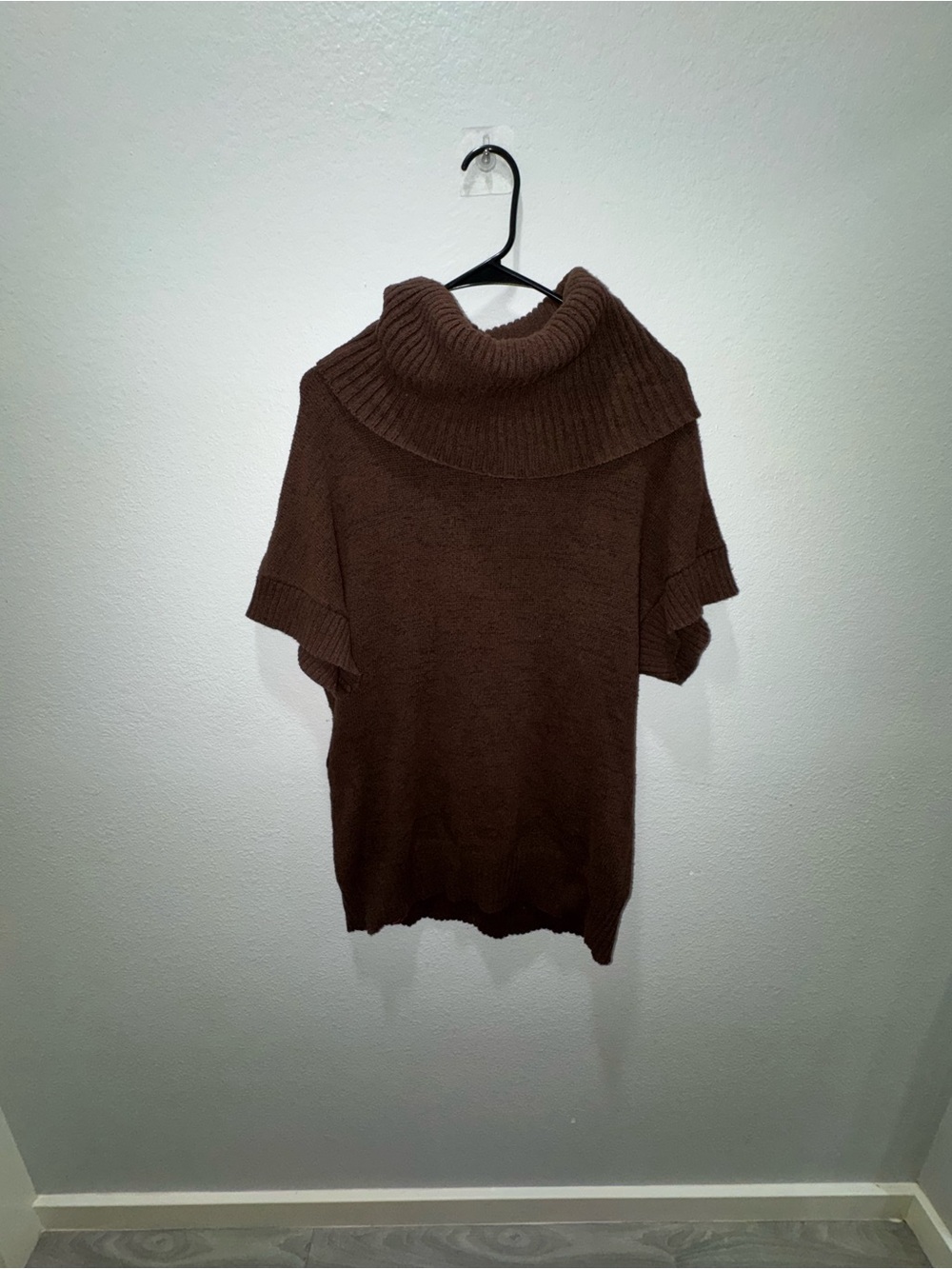 Axcess Brown Short-Sleeve Cowl Neck Sweater
